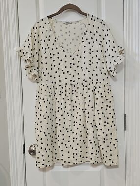 Madewell Cream Dress with Black Polka Dots